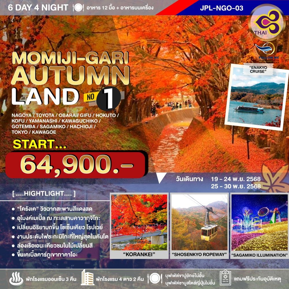 JAPAN AUTUMN LAND 6 Days 4 Nights TG