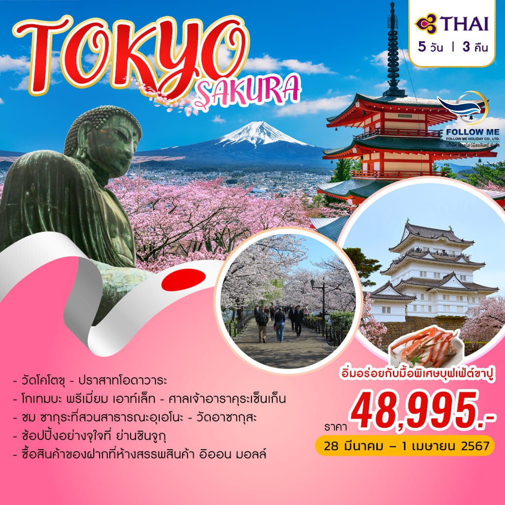 ทัวร์ญี่ปุ่น ชมซากุระ TOKYO SAKURA 5D3N BY TG